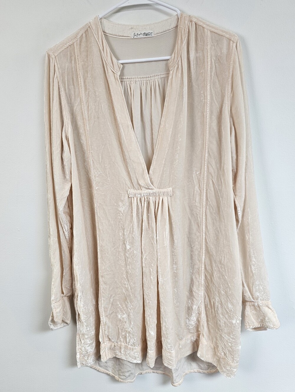 Free People × CP Shades Jacey Velvet Tunic/Mini Dress Deep V Light Blush Pink